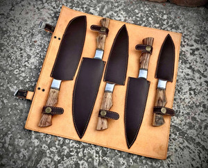 Juego de Cuchillos de Chef de Acero de Damasco, 5 Piezas, Mango de Madera de Fresno Natural, Juego de Cuchillos de Cocina Profesionales, Directo de Fábrica - Product Image 3