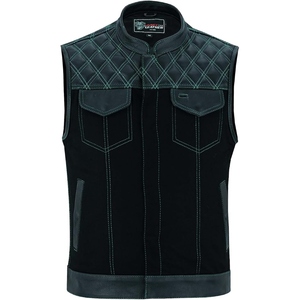 Custom Men's Genuine Leather Motorcycle Club Vest <b>Quilted</b> Biker Riding <b>Waistcoat</b> Premium Cowhide Leather Zip Vest - Product Image 1