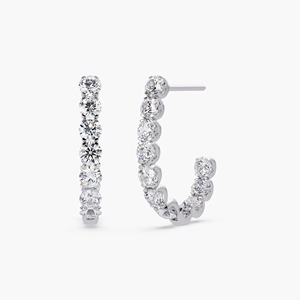 Boucles d'oreilles créoles modernes en or 14 carats avec diamants de laboratoire ronds 2,70 carats 20 mm sertis à griffes, bijoux de luxe, cadeau pour femme - Product Image 3