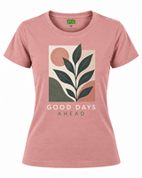 T-shirt rose à col rond pour femme RKG, imprimé feuilles