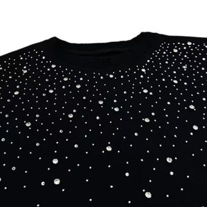 Sudadera con capucha de algodón personalizada con pedrería para hombre, corte holgado, gruesa, de invierno, estilo urbano, forro de punto, sudadera brillante OEM ODM - Product Image 3
