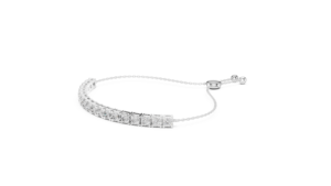 Bracelet tennis ajustable en or blanc 14 carats avec diamants, élégant bracelet chaîne à diamants ronds, bracelet minimaliste à ligne de diamants - Product Image 4