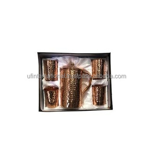 Pichet en cuivre de qualité standard et cruche à eau en cuivre tendance en verre avec poignée Logo et design personnalisés - Product Image 4