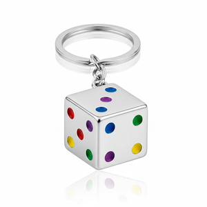 Porte-clés amusant en métal avec dés rotatifs, souvenir de Las Vegas, cadeau de casino, logo personnalisé - Product Image 5