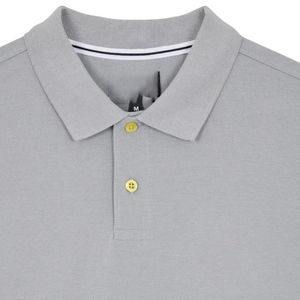 Chemise polo pour homme en tissu Oxford, couleur unie gris clair, manches courtes, style décontracté, boutons, 100% coton - Product Image 5