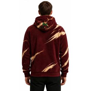 Sudadera con Capucha Personalizada Color Granate con Rayo Dorado, Sudadera de Lujo para Hombre con Forro Acolchado y Felpa, Venta al Por Mayor de Fábrica OEM - Product Image 3