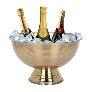 Seau à champagne de luxe doré en acier inoxydable, seau à glace sur pied pour fêtes, traiteur et matériel de bar, en promotion - Product Image 4
