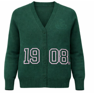 เสื้อคาร์ดิแกนปักลายสีเขียว รุ่นปี 1908 สำหรับผู้หญิง ติดกระดุมด้านหน้า แขนยาว สไตล์ลำลองแบบนักศึกษา เสื้อถักแฟชั่น เสื้อคลุม - Product Image 1
