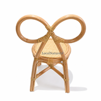 Chaise de salle à manger ronde contemporaine en rotin tressé à la main pour enfants, siège naturel pour tout-petits, idéale pour les événements festifs