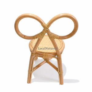 Chaise de salle à manger ronde contemporaine en rotin tressé à la main pour enfants, siège naturel pour tout-petits, idéale pour les événements festifs - Product Image 2