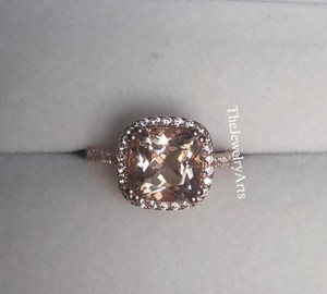 Bague de mariage artisanale en argent sterling 925 avec pierre précieuse rose pour femme, Morganite taille coussin, bague de fiançailles et de promesse - Product Image 4