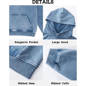 2025 2025 Sportswear Vintage acide lavé surdimensionné polaire à capuche pour hommes femmes poids lourd détresse sweat Couple sweats à capuche - Product Image 6