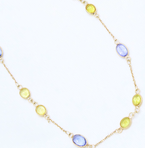 18K Solid Yellow Gold Handmade Women's Charm <b>Statement</b> <b>Necklace</b> Tanzanite Gemstone Link Bohemian Style Wedding High Quality - Product Image 5