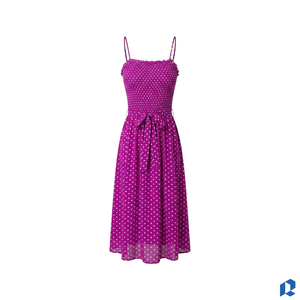 Robe d'été décontractée pour femme, col en V, bretelles spaghetti, 100 % coton, manches courtes, coupe évasée, OEM, marque privée, vente en gros - Product Image 5