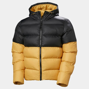 <b>Men's</b> Hooded Puffer Jacket Color Blocking Down Filling Windproof Zipper Closure Casual Winter Style Regular Fit Polyester Shell - Product Image 3