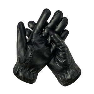 Guantes de cuero hasta la muñeca, estilo liso, sin forro, color negro, para uso diario, calidez en invierno - Product Image 1