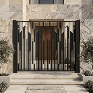 Puerta de Entrada Doble Abatible de Hierro Forjado con Recubrimiento en Polvo, Impermeable y Antirrobo, Estilo Moderno Clásico de Lujo para Villa, 8 pies, Premium - Product Image 5