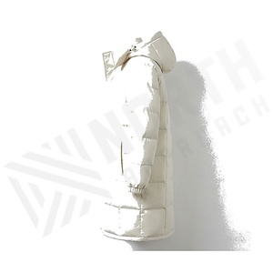 Veste matelassée à capuche, manches longues, coupe-vent d'hiver, rembourrage en polyester épais, couleur unie, manteau long - Product Image 3