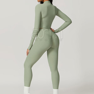 Conjunto de Yoga de 3 Piezas para Mujer, Color Sólido, Último Diseño, Bajo MOQ, Precio al por Mayor - Product Image 2