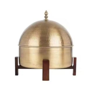 Rectangular Stainless Steel Food <b>Warmer</b> with Ribbed Base Smooth Dome Lid Horizontal Handle Elegant <b>Buffet</b> Casserole Pot - Product Image 2