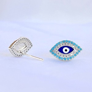 925 Sterling <b>Silver</b> Evil Eye <b>Stud</b> <b>Earrings</b> for Girls Handmade Wholesale Fashion Jewelry Intricate Square 925 <b>Earrings</b> - Product Image 1