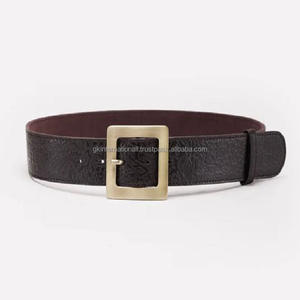 Cinturón de cuero occidental con grabado floral para hombre, correa de cuero occidental, de grano completo, hecho a mano, costura duradera y hebilla resistente - Product Image 2