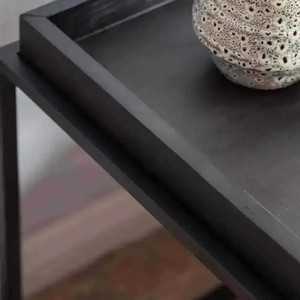 Black Stained Solid Wood <b>Side</b> <b>Table</b> with Steel Frame - Wholesale Modern Furniture - Product Image 4