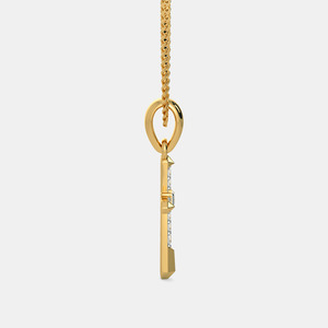 Collar con Colgante de Cruz de Oro Amarillo con Diamante Cultivado en Laboratorio - Product Image 5