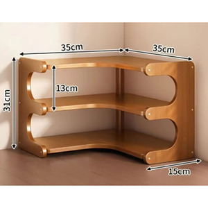 Étagère de rangement d'angle en bois pour cuisine - Product Image 4