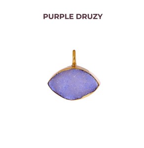 Conector de Druzy Morado Chapado en Oro |   Colgante de Piedra Preciosa Hecho a Mano con Forma de Marquesa para Joyería - Product Image 5