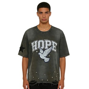 Camisetas Cortas Personalizadas de 250 g/m², 100% Algodón para Hombre, Venta al Por Mayor, OEM, Corte Cuadrado, Estampado Gráfico - Product Image 2