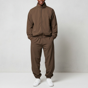 Custom Streetwear OEM Custom Logo Winter Solid Cotton <b>Zip</b>-<b>Up</b> <b>Jacket</b> & 2-Piece Tracksuit Set Windbreaker Sweat Suit Men - Product Image 3