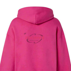 Sudadera con Capucha Oversize Rosa para Mujer con Estampado de Logotipo Frontal, Manga Regular, de Algodón Tejido, para Uso Casual de Otoño y Venta al por Mayor - Product Image 3