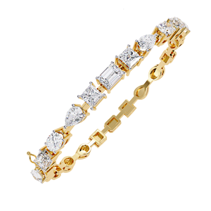 Emerald Cut Natural Stone Chain Bracelet 18K <b>Solid</b> <b>Gold</b> Plated Unisex Classic Wedding Jewelry IGI Certified Claw Setting AMBER - Product Image 1