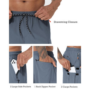 Shorts cargo pour hommes les plus vendus, taille haute élastique, matière en mélange de polyester, respirant et léger - Product Image 3