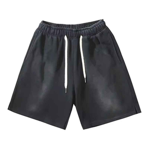 Shorts en coton délavé style vintage pour homme, shorts de sport décontractés respirants pour adulte - Product Image 1
