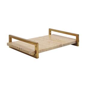 Plateau de présentation en pierre de travertin naturelle écologique pour boutique, hôtel, spa, complexe hôtelier et décoration moderne de la maison - Product Image 1