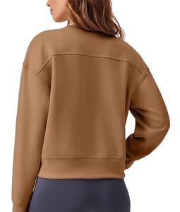 Nueva llegada: Sudadera de algodón de lujo para mujer, de manga larga, cuello redondo, hombros caídos, color liso, cómoda y casual, de Bangladesh. - Product Image 2