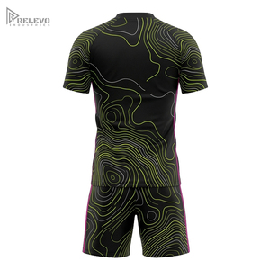 Uniforme de Fútbol Personalizado Sublimado para Adultos Unisex, Secado Rápido, Manga Corta Raglán, Camiseta de Fútbol con Mapa de Contorno, Pantalones Cortos a Juego - Product Image 3