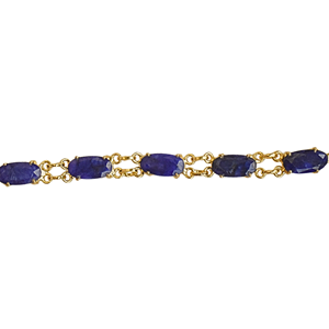 Jewelry Manufacturer Recycled Brass Gemstone Bracelet - 18K Gold Plated Blue Gemstone Wholesale Jewelry India - Product Image 3