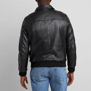 High Quality <b>Men</b> Varsity Vintage Sheep Skin Bomber Zipper Closure <b>Leather</b> <b>Jacket</b> Plus Size Breathable Moto Style Classic Fit - Product Image 2