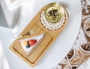 Plateau de service en bambou, assiette irrégulière pour café, thé, dessert, soucoupe à boisson, maison, camping - Product Image 2