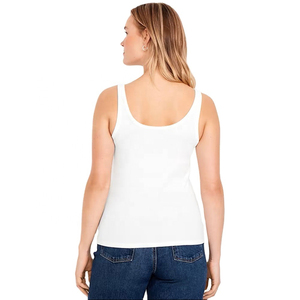 Débardeur blanc pour femme de qualité supérieure, coupe ajustée, en coton et élasthanne, pour tenue décontractée et fitness, fournisseur OEM de marques privées - Product Image 3