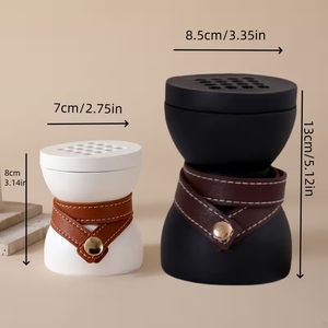 Brûle-encens Teal avec couvercle ventilé et sangle en cuir marron enveloppée avec bouton-pression, idéal pour l'aromathérapie et la décoration - Product Image 6
