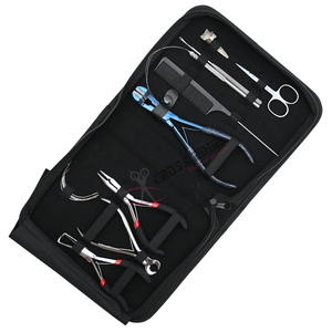 Customizable Silver Hair Extension tools Accessories <b>Set</b> Blue Tape In Plier Micro Bead Remover <b>Crimping</b> Tool Pulling Hook loop - Product Image 1