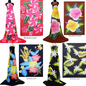 Assorted Color Random Handpainting Sarong Pareo Handmade Flower Tropical Design Beach Fashion Clothing from Bali