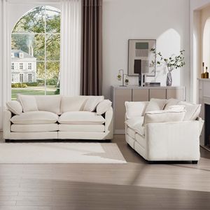 Modern Two-Piece Living Room <b>Sofa</b> <b>Set</b> Single and 2-Seater for <b>Small</b> Spaces Light and Stylish - Product Image 2
