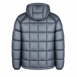 Men's <b>Silver</b> Grey Eco-friendly Anti-Bacterial Heated Front Logo Waterproof Hooded <b>Puffer</b> <b>Jacket</b> Windproof Zipper Closure Casual - Product Image 3