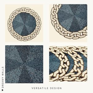 Nappe ronde en tissu avec motif chaîne, design bohème, antidérapante, durable, épaisseur 3 mm, diamètre 400 mm - Product Image 6