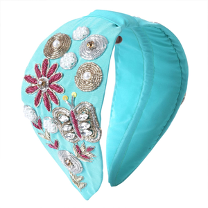 Nouveau design tendance 2026 : Bandeau en coton blanc brodé à la main pour filles – Accessoire de cheveux perlé pour fêtes, fabriqué en Inde - Product Image 1